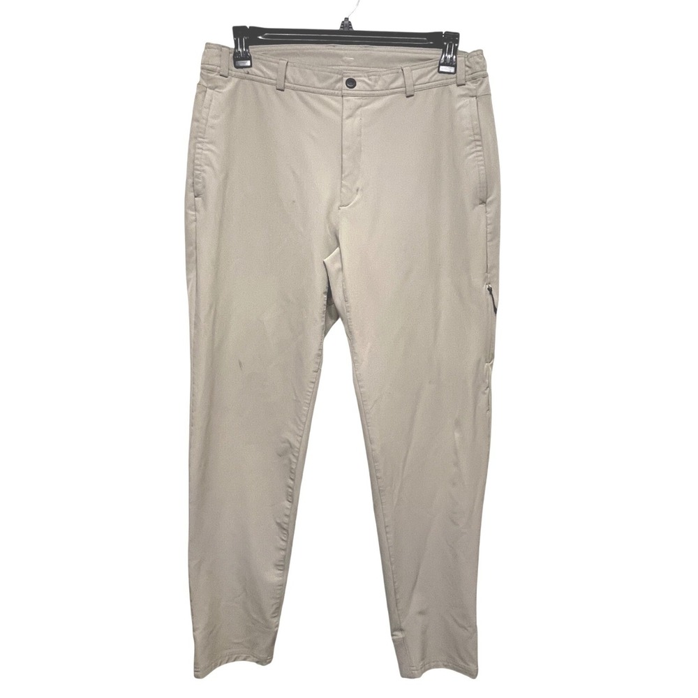 Mack Weldon Mens Chino Jogger Pants Khaki Large Casual Stretch Comfort Golf FLAW